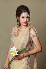 Anita silk and tulle Nude Saree - Runway Collections