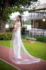 Sveta Silk Corset Skirt and embroidered cape set - Runway Collections