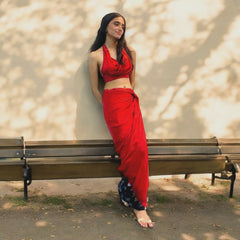 Zania silk Batik crop top and long skirt - Runway Collections