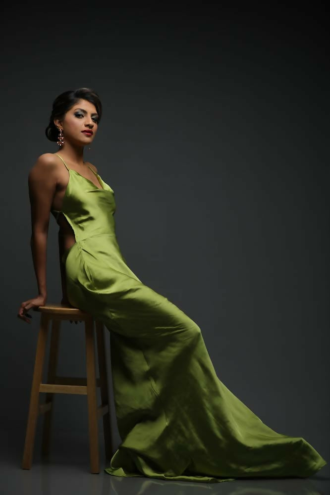 Liya Satin Eveningwear Dress - Runway Collections