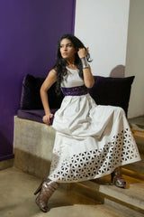 Naila Cotton laser cut long dress - Runway Collections