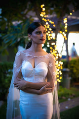 Sveta Silk Corset Skirt and embroidered cape set - Runway Collections