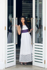 Naila Cotton laser cut long dress - Runway Collections