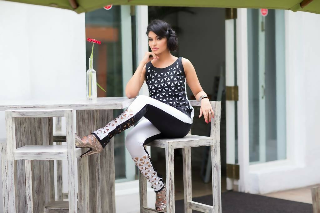 Mazzy Handcut cotton Top and Pant Twotone - Runway Collections